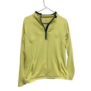 Talbots Active 1/4 Zip Pullover Top Yellow Long Sleeve Lightweight  Size S